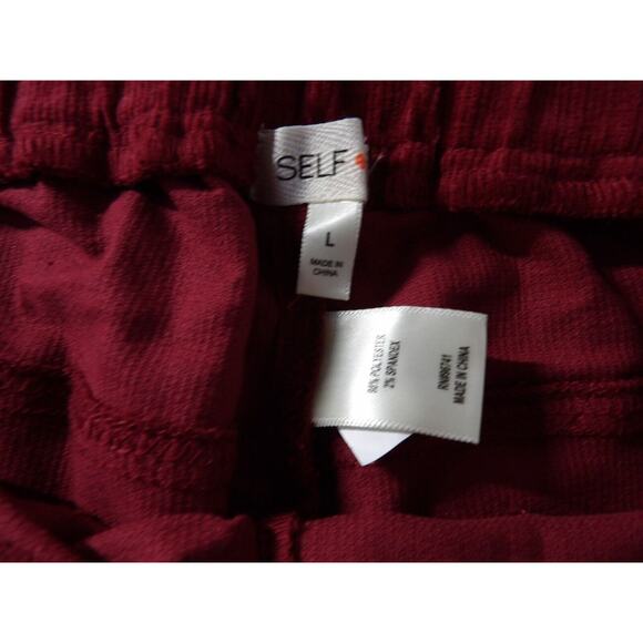 Self E Large Corduroy Pants Trousers Red NWT Pull On Stretch Waist Wide Leg Y2K - Picture 4 of 14